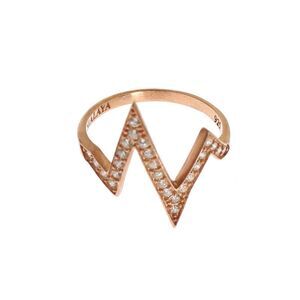 Nialaya Pink Gold 925 Silver Womens Clear Ring